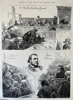 Item #416825 Sketches in Court During the Tichborne Trail. An original woodcut engraving, from...