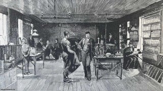 Item #416830 Mr Edison the Eminent Electrician, in His Laboratory. An original woodcut engraving,...
