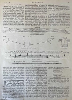Item #416840 The Proposed English Channel Bridge. An original woodcut engraving, with brief...