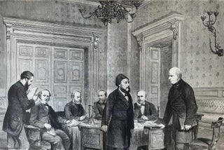 Item #416865 The London Conference at the Foreign Office. An original woodcut engraving, with...