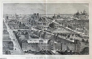 Item #416869 Birds-Eye View of Paris. An original woodcut engraving, from the Graphic Illustrated...