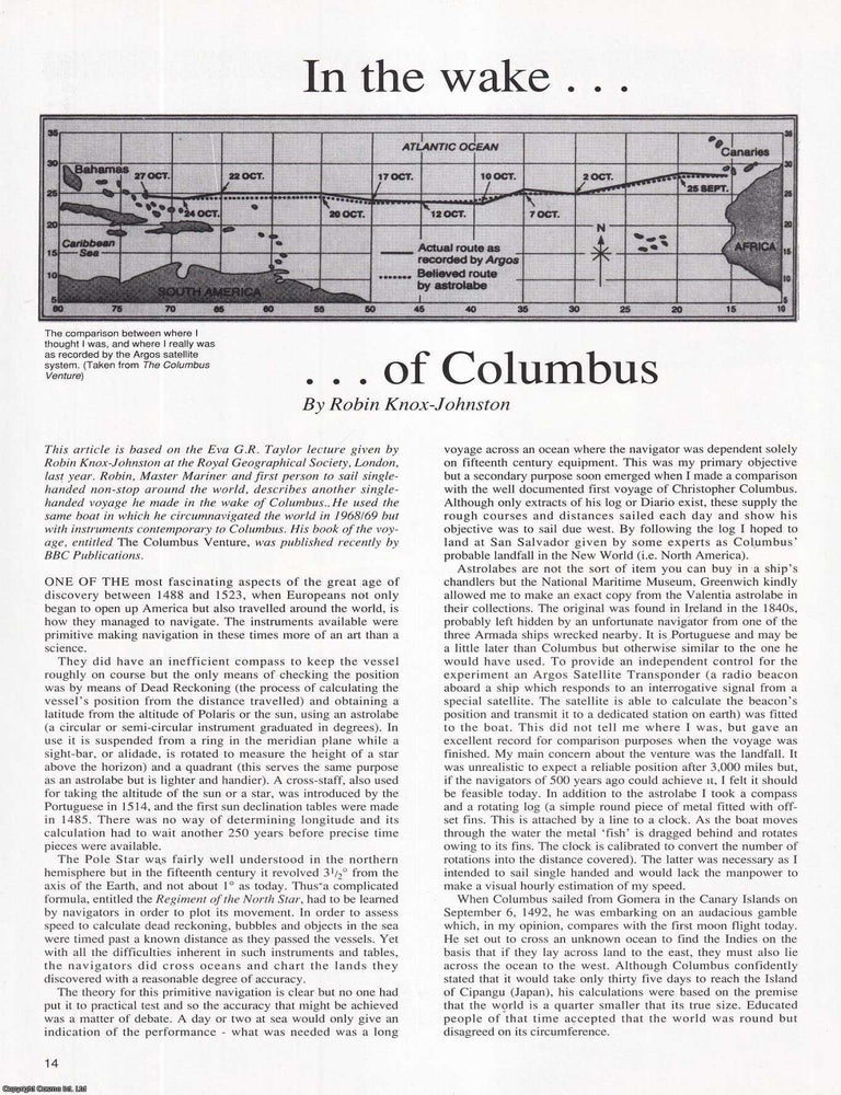 Item #417158 A Single Handed Voyage made in the Wake of Columbus. An original article from Map...