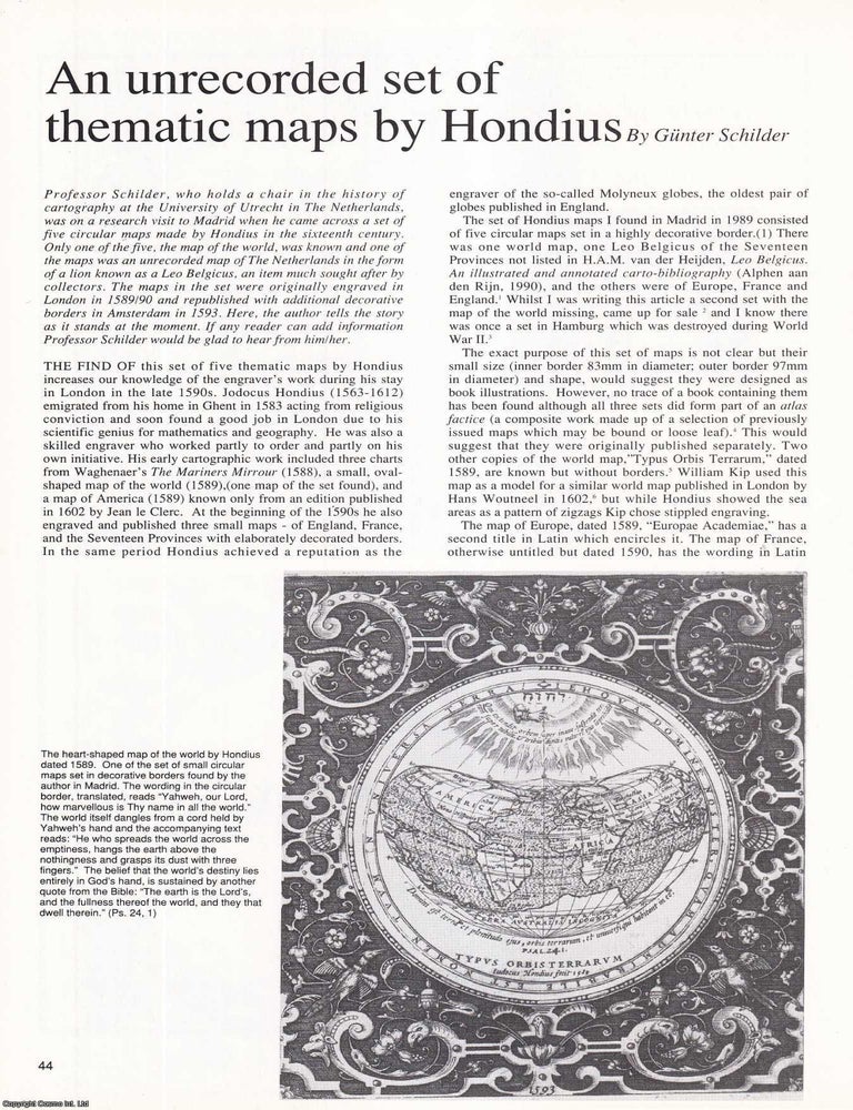 Item #417160 An Unrecorded Set of Thematic Maps by Hondius. An original article from Map...