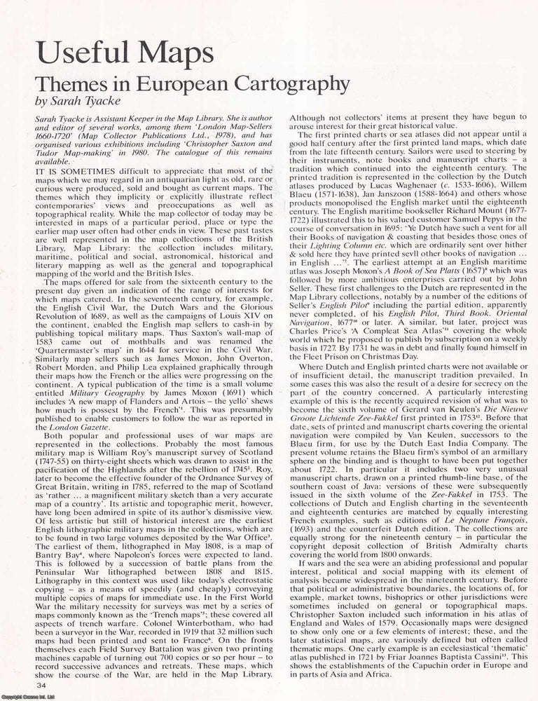 Item #417253 Useful Maps: Themes in European Cartography. An original article from Map Collector...