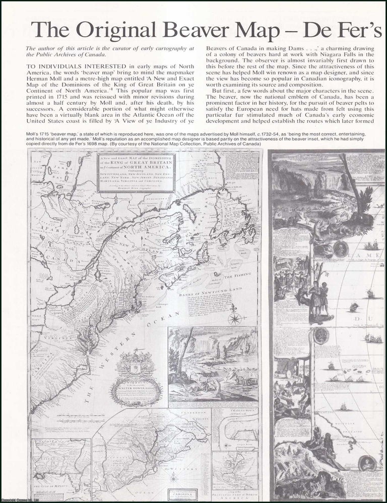 The Original Beaver Map - De Fer's 1698 Wall Map of America. An ...