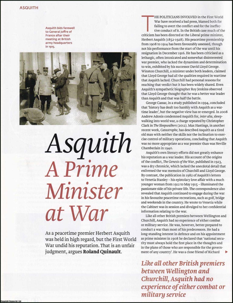 Item #417491 Asquith, a Prime Minister at War: A Re-Evaluation of the Wartime Reputation of...