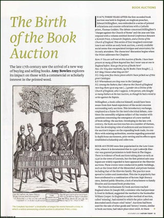 Item #417521 The Birth of the Book Auction in the 17th Century and its impact. An original...