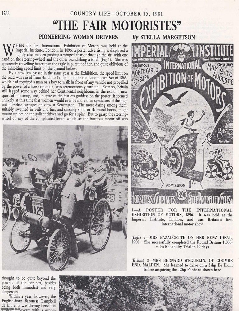 Item #417751 Pioneering Women Drivers. Several pictures and accompanying text, removed from an...