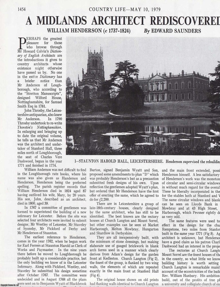 Item #417884 William Henderson (1737-1824): A Midlands Architect Rediscovered. Several pictures...