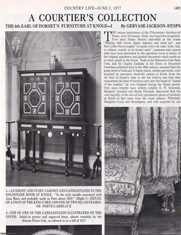 Item #417903 The 6th Earl of Dorset's Furniture at Knole, Sevenoaks, Kent. Several pictures and...