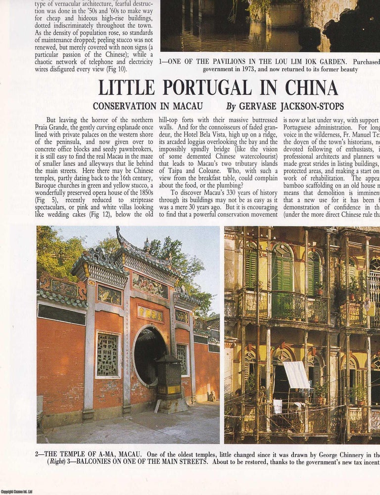 Item #418013 Conservation in Macau: Little Portugal in China. Several pictures and accompanying...