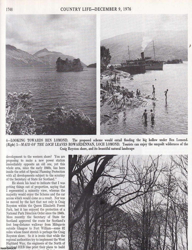 Item #418277 The Threat to Loch Lomond of a Proposed Hydro-Electric Scheme. Several pictures and...