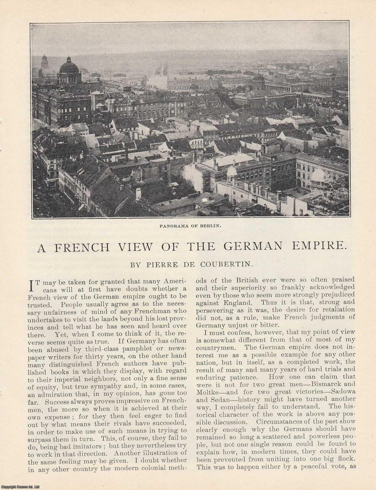 Item #418346 A French View of the German Empire: Observations from Abroad. Written by Pierre de...