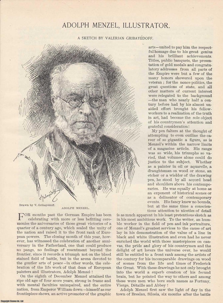 Item #418366 Adolph Menzel: The Vision and Craft of a Master Illustrator. Edited by Albert Shaw,...