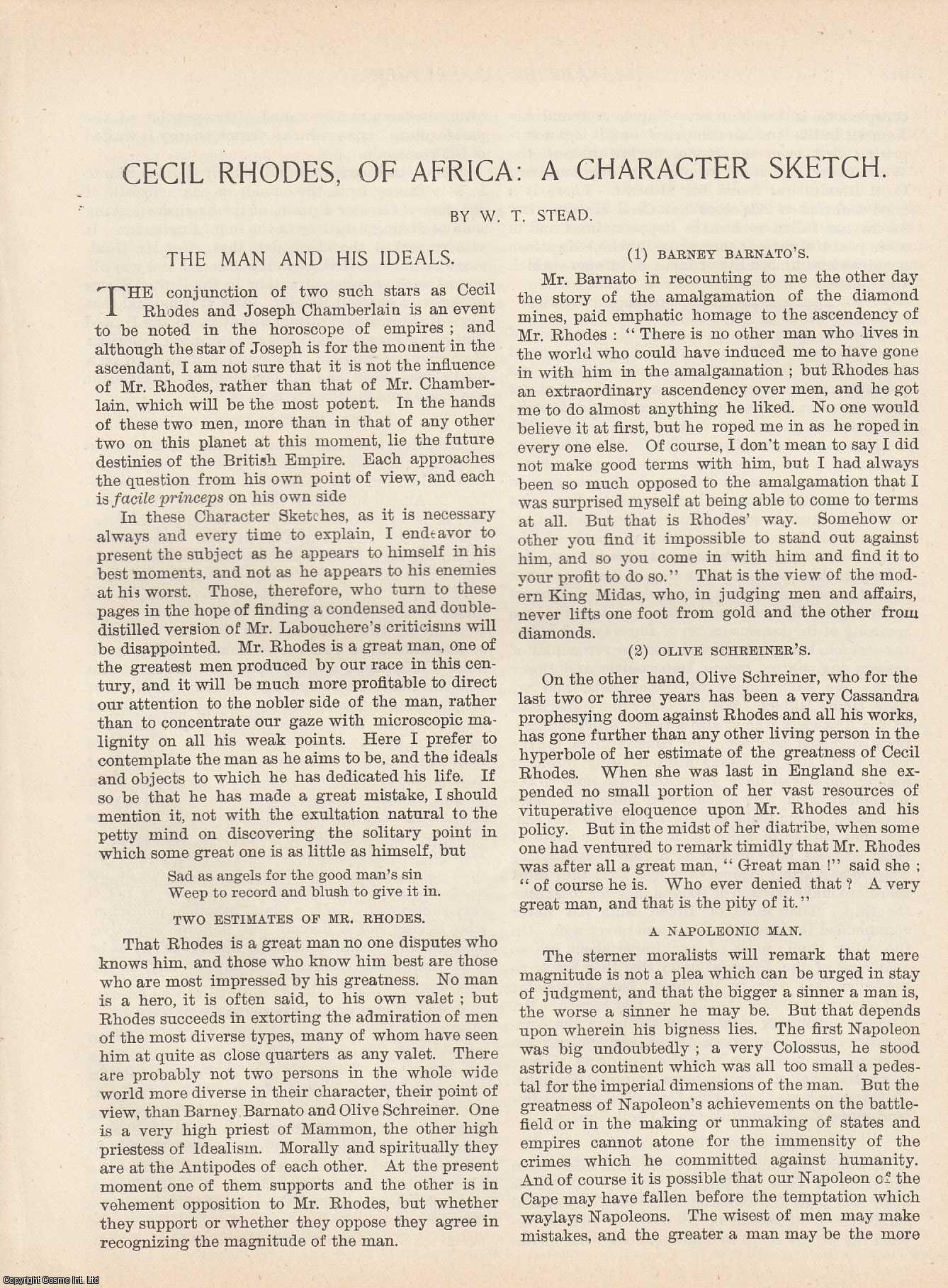 Cecil Rhodes of Africa: A Character Sketch of Power and Ambition ...