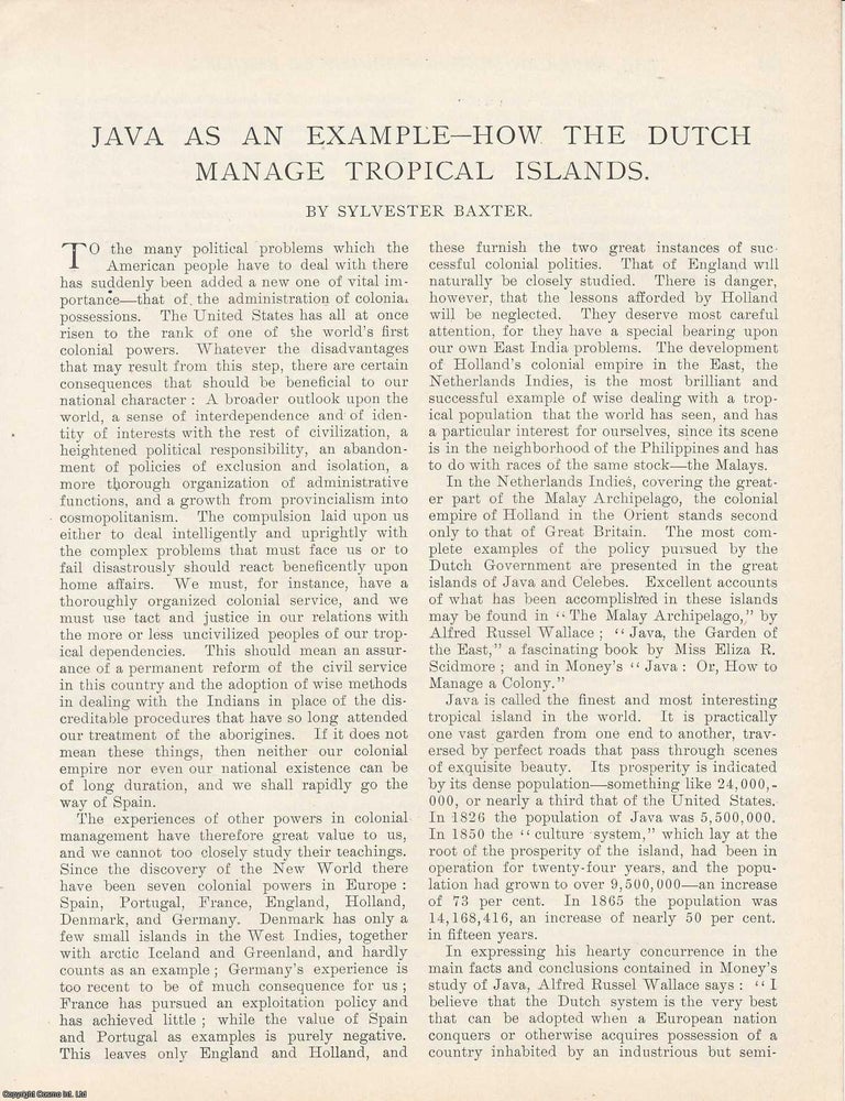 Java as a Model: How the Dutch Administer a Tropical Colony. Written by ...