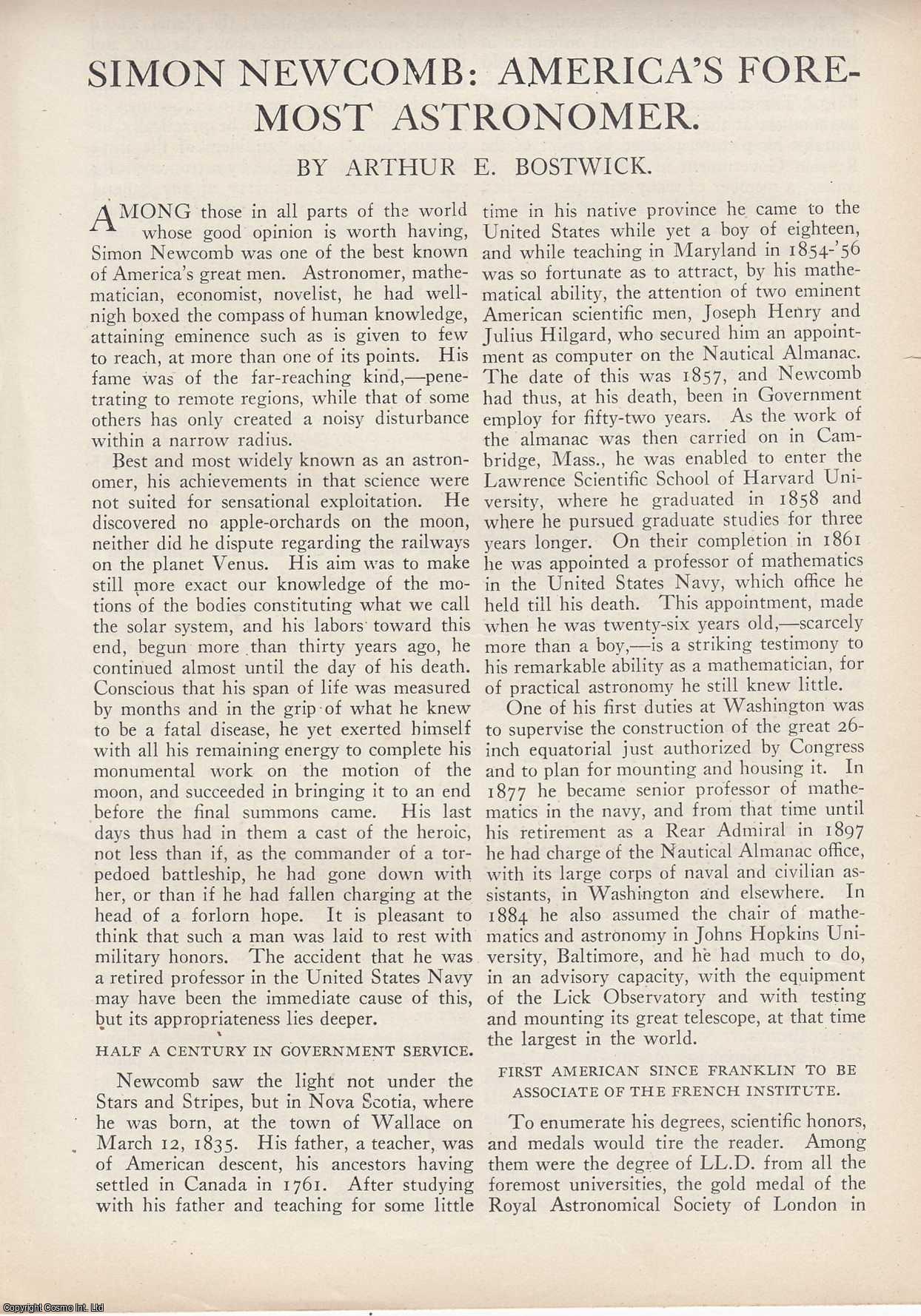 Simon Newcomb: America's Master of the Stars. Written by Arthur E ...
