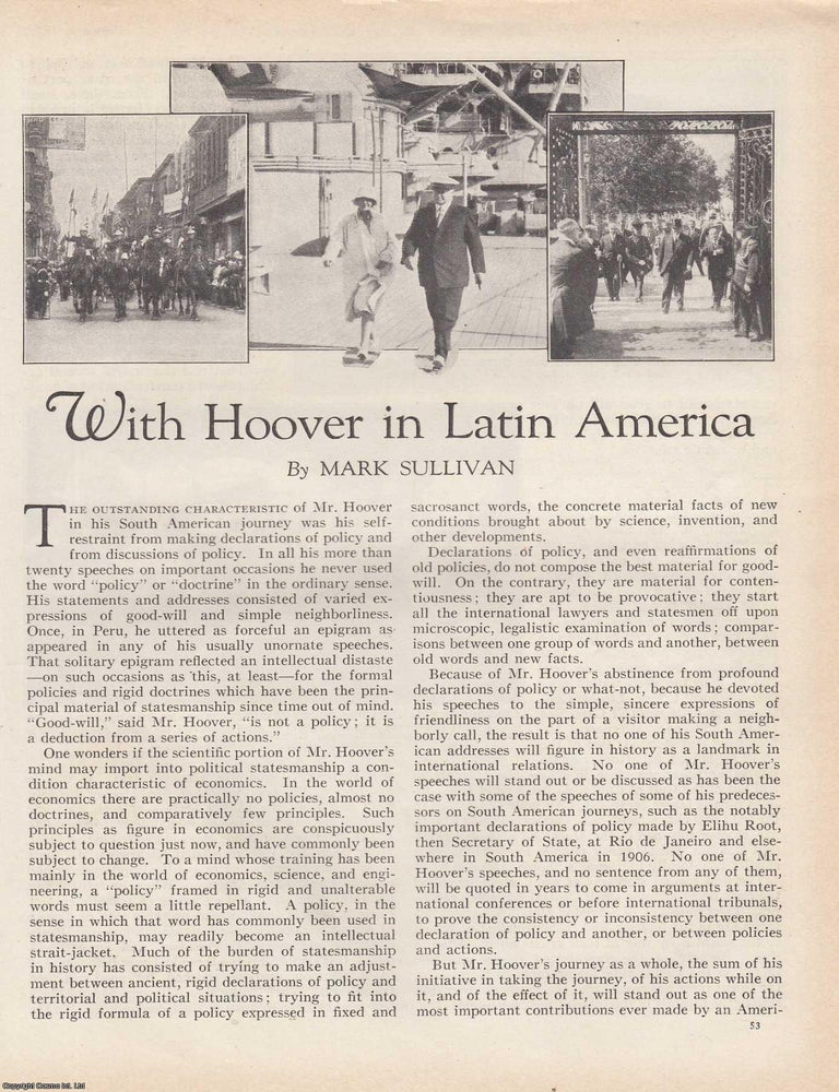 Item #418658 With Hoover in Latin America, Together with Hoover South Americanus. Written by Mark...