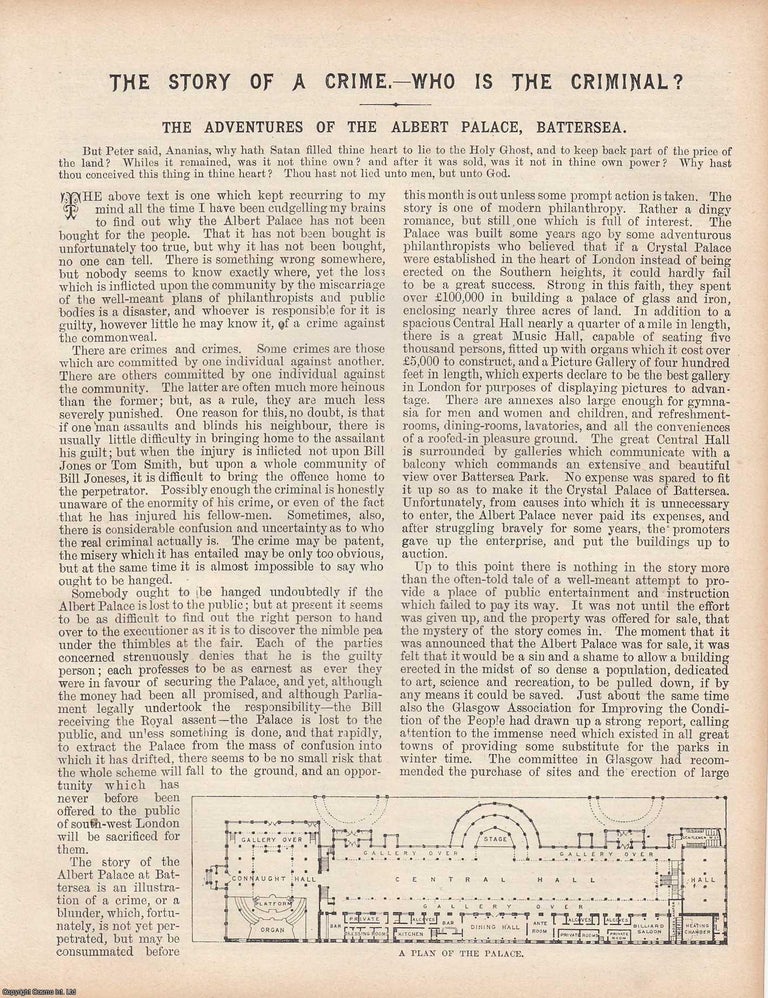 Item #418679 The Adventures of the Albert Palace: Why Battersea's Great Hall Was Not Secured...