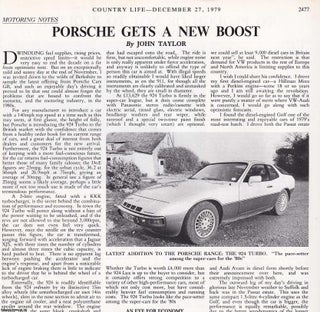Item #418749 Porsche 924 Turbo: The Latest Edition to the Range. A picture and accompanying text,...