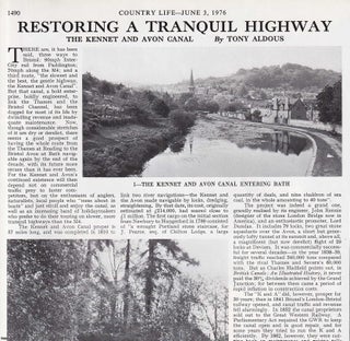 Item #418826 The Kennet and Avon Canal: Restoring a Tranquil Highway. Several pictures and...