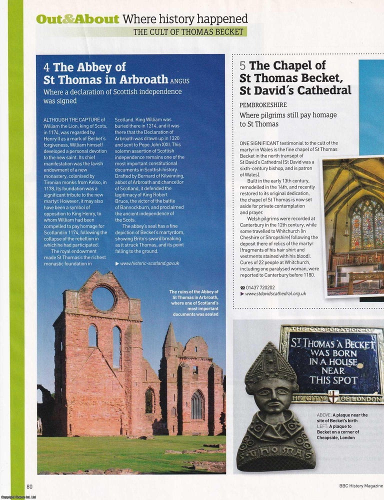 Item #418908 The Cult of Thomas Becket; Seven Places with Links to the Christian Martyr. An...