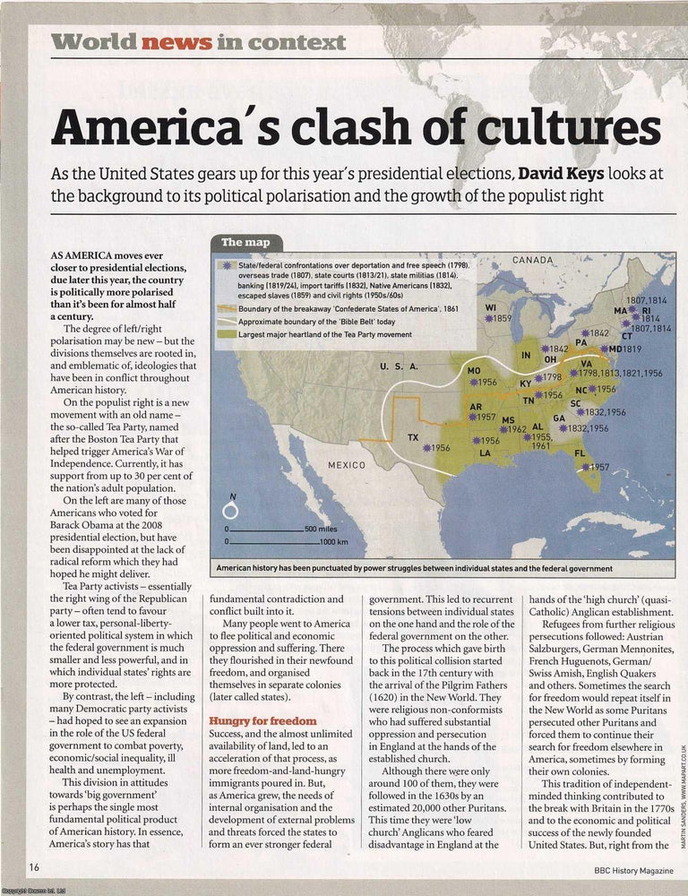 Item #418971 America's Clash of Cultures: The Background to its Political Polarisation and...