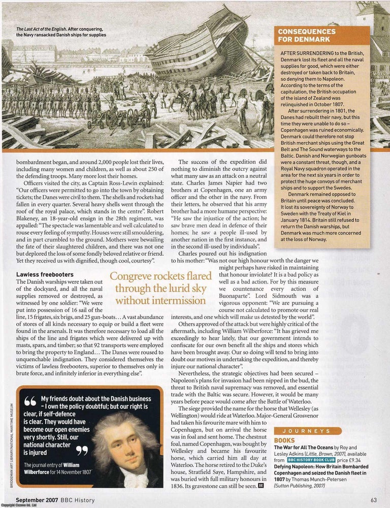Item #419074 Britain's Illegal War: The Bombardment of Copenhagen in 1807. An original article...