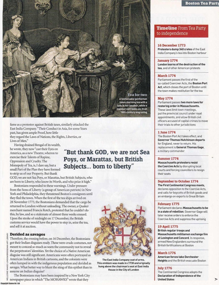 Item #419148 The Boston Tea Party, 1773 and its Global Ramifications. An original article from...