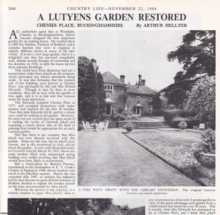 Item #419230 Chenies Place, Buckinghamshire: A Lutyens Garden Restored. Several pictures and...