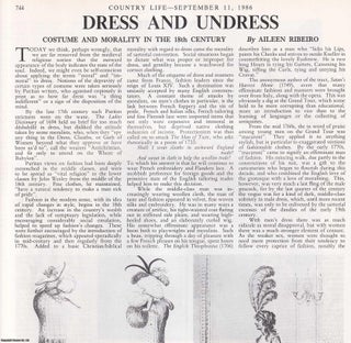 Item #419253 Dress and Undress: Costume and Morality in the 18th Century. Several pictures and...
