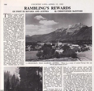 Item #419294 On Foot in Bavaria and Austria: Rambling's Rewards. Several pictures and...