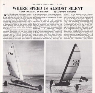 Item #419297 Sand-Yachting in Britain. Several pictures and accompanying text, removed from an...