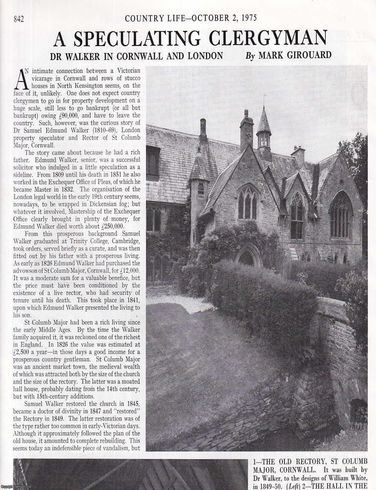 Item #419564 Dr Samuel Edmund Walker (1810-1869), London Property Speculator and Cornish Rector....