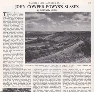 Item #419658 John Cowper Powys' Sussex: Philosopher, Novelist and Poet (1872-1963). Several...