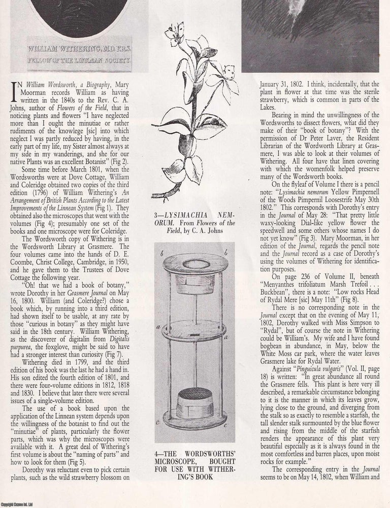 Item #419659 William and Dorothy Wordsworth, and William Witherings book on Botany. Several...