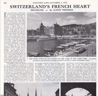 Item #419987 Neuchatel: Switzerland's French Heart. Several pictures and accompanying text,...