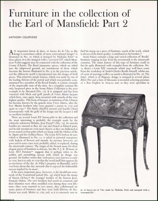 Item #420434 Furniture in the Collection of the Earl of Mansfield: Part 2. An original article...