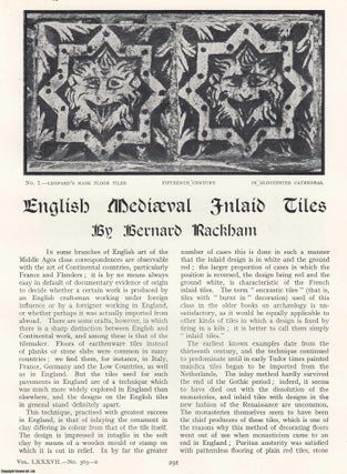 Item #420513 English Medieval Inlaid Tiles. An original article from The Connoisseur, 1931....