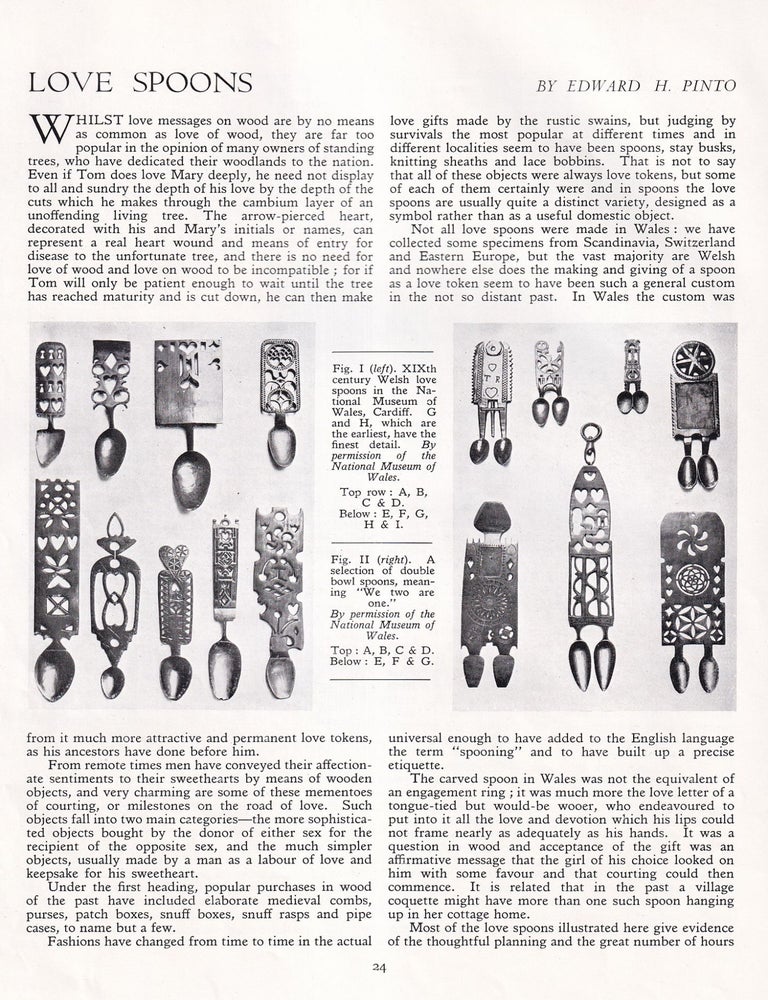 Item #420597 Love Spoons. An original article from Apollo, International Magazine of the Arts,...