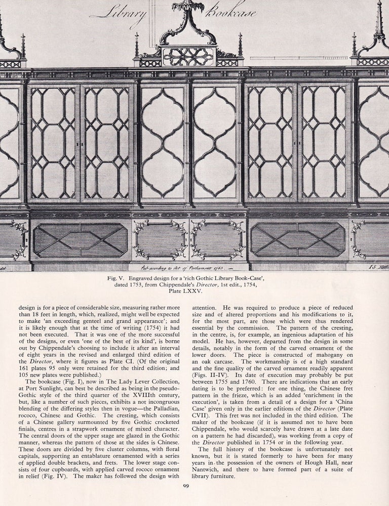 Item #420628 A Chippendale Gothic Bookcase. 3 pages, illustrated. An article printed in 1960,...