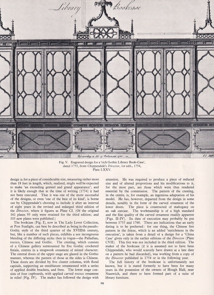 Item #420628 A Chippendale Gothic Bookcase. 3 pages, illustrated. An article printed in 1960,...