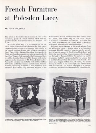Item #420669 French Furniture at Polesden Lacey. An original article from Apollo, International...