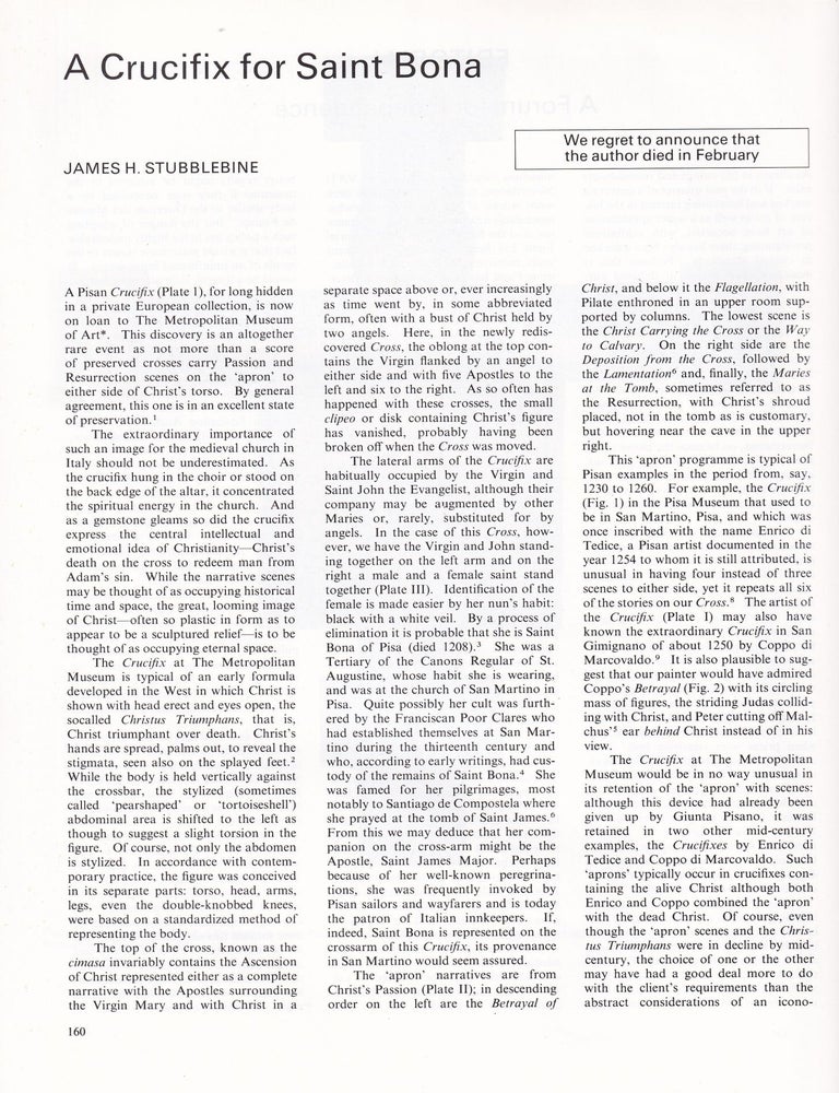 Item #420859 A Crucifix for Saint Bona. 6 pages, illustrated in colour. An article printed in...
