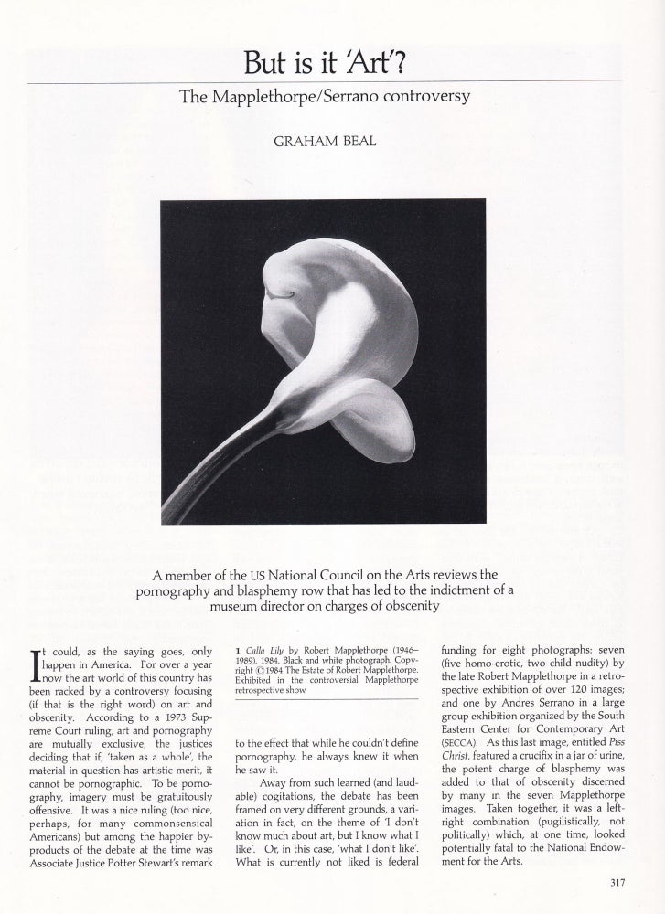 Item #420978 But is it Art? The Mapplethorpe/Serrano Controversy. The pornography and blasphemy...
