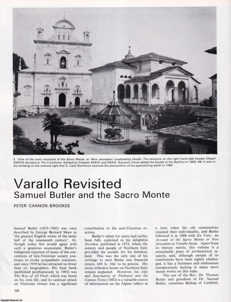 Item #421028 Varallo Revisited: Samuel Butler and the Sacro Monte. An original article from...