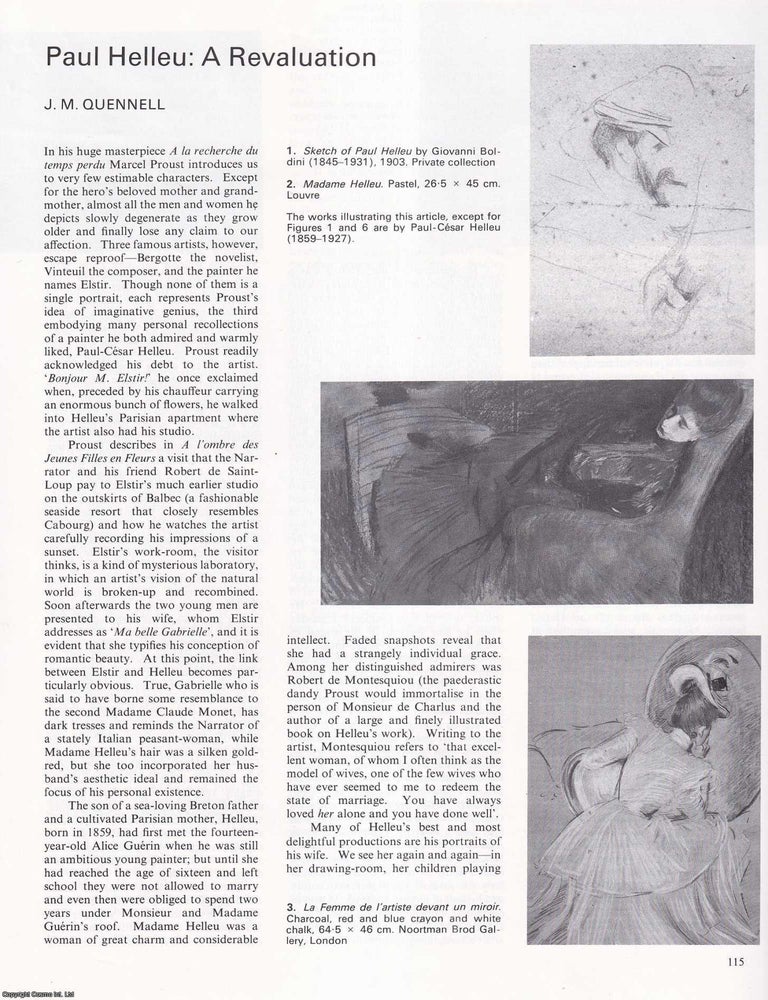 Item #421049 Paul-Cesar Helleu: A Revaluation. An original article from Apollo, International...