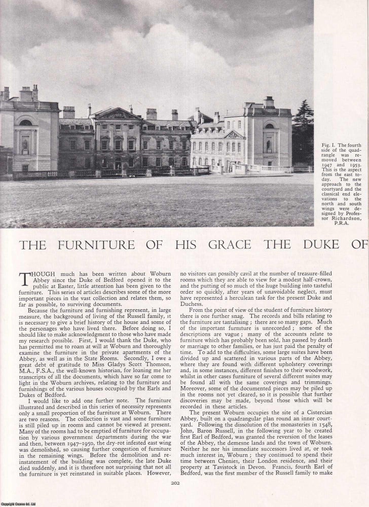 Item #421094 The Furniture of His Grace the Duke of Bedford at Woburn Abbey. Parts 1-2 complete....