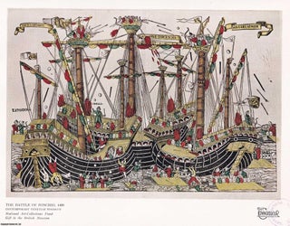 The Battle of Zonchio, 1499: Coloured Wood-Cut by an Unknown. Charles R. Beard.
