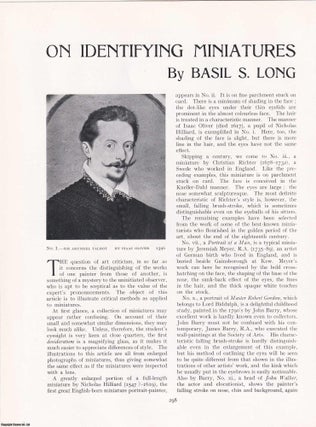Item #421250 On Identifying Miniatures. An original article from The Connoisseur, 1933. Basil S....
